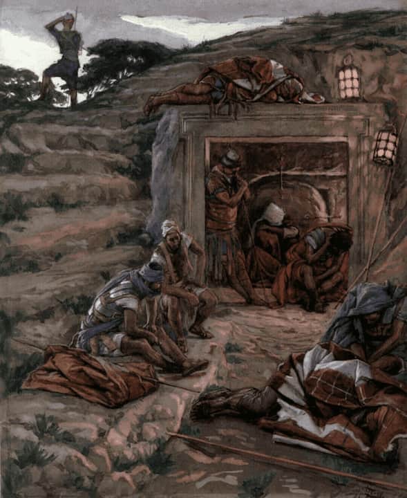 Jesus in closed tomb